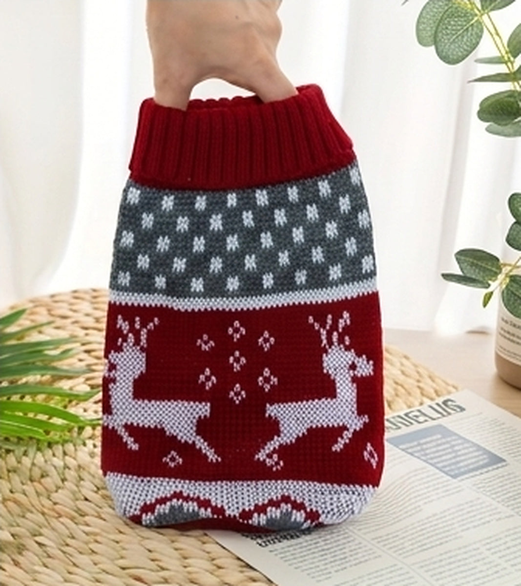 Red Nordic sweater, flat